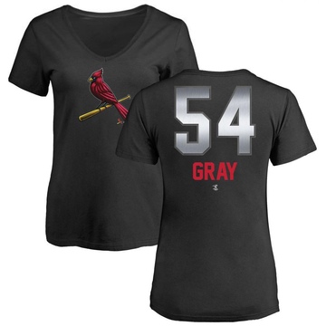 Women's St. Louis Cardinals Sonny Gray ＃54 Midnight Mascot V-Neck T-Shirt - Black