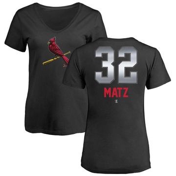 Women's St. Louis Cardinals Steven Matz ＃32 Midnight Mascot V-Neck T-Shirt - Black