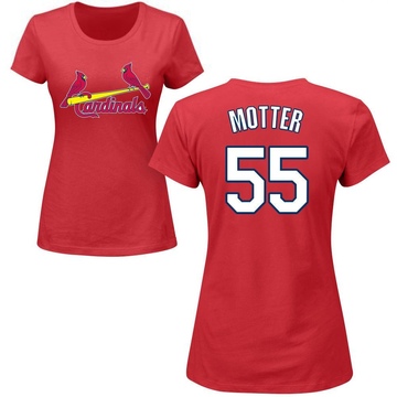 Women's St. Louis Cardinals Taylor Motter ＃55 Roster Name & Number T-Shirt - Red