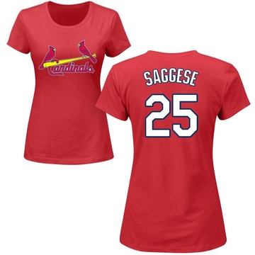 Women's St. Louis Cardinals Thomas Saggese ＃25 Roster Name & Number T-Shirt - Red