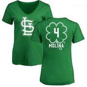 Women's St. Louis Cardinals Yadier Molina ＃4 Dubliner Name & Number V-Neck T-Shirt Kelly - Green