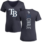 Women's Tampa Bay Rays Aaron Civale ＃34 Backer Slim Fit T-Shirt - Navy