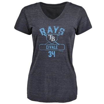 Women's Tampa Bay Rays Aaron Civale ＃34 Base Runner T-Shirt - Navy