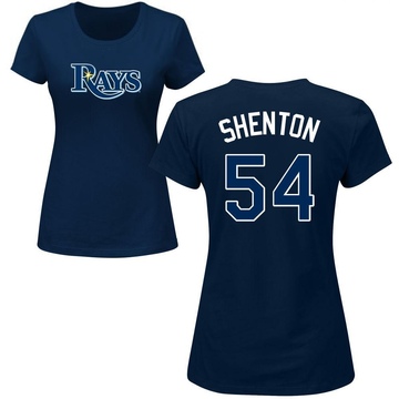 Women's Tampa Bay Rays Austin Shenton ＃54 Roster Name & Number T-Shirt - Navy