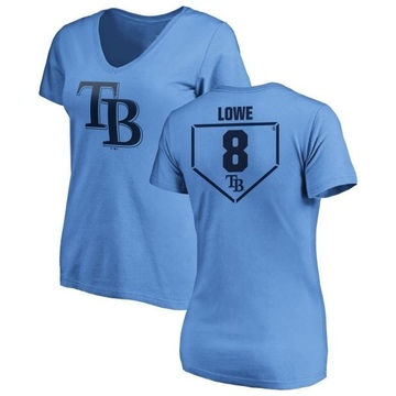 Women's Tampa Bay Rays Brandon Lowe ＃8 RBI Slim Fit V-Neck T-Shirt - Light Blue