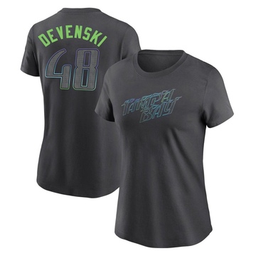 Women's Tampa Bay Rays Chris Devenski ＃48 2024 City Connect T-Shirt - Charcoal