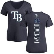 Women's Tampa Bay Rays Chris Devenski ＃48 Backer Slim Fit T-Shirt - Navy