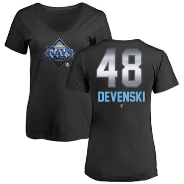 Women's Tampa Bay Rays Chris Devenski ＃48 Midnight Mascot V-Neck T-Shirt - Black