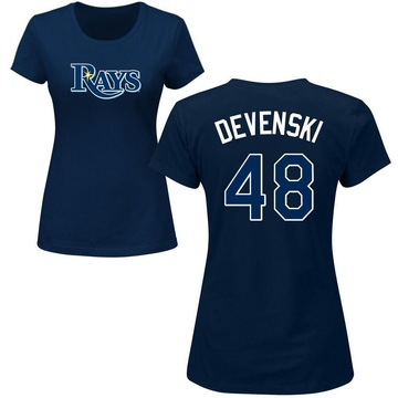 Women's Tampa Bay Rays Chris Devenski ＃48 Roster Name & Number T-Shirt - Navy