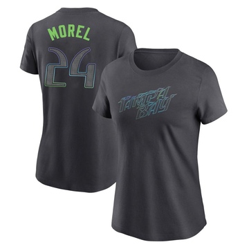 Women's Tampa Bay Rays Christopher Morel ＃24 2024 City Connect T-Shirt - Charcoal