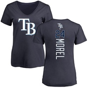 Women's Tampa Bay Rays Christopher Morel ＃24 Backer Slim Fit T-Shirt - Navy