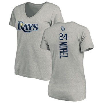 Women's Tampa Bay Rays Christopher Morel ＃24 Backer Slim Fit T-Shirt Ash