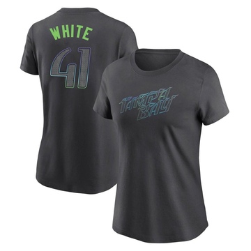 Women's Tampa Bay Rays Colby White ＃41 2024 City Connect T-Shirt - Charcoal