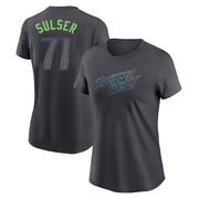 Women's Tampa Bay Rays Cole Sulser ＃71 2024 City Connect T-Shirt - Charcoal