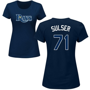 Women's Tampa Bay Rays Cole Sulser ＃71 Roster Name & Number T-Shirt - Navy