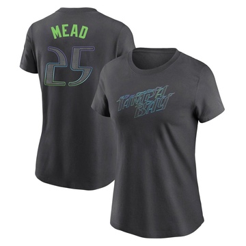 Women's Tampa Bay Rays Curtis Mead ＃25 2024 City Connect T-Shirt - Charcoal