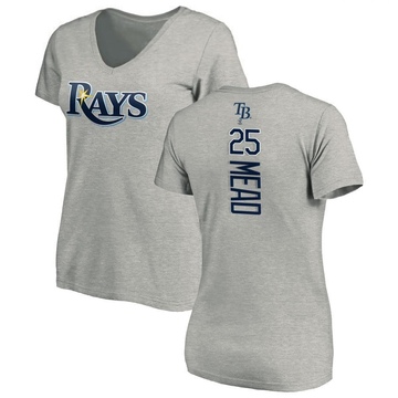 Women's Tampa Bay Rays Curtis Mead ＃25 Backer Slim Fit T-Shirt Ash
