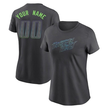 Women's Tampa Bay Rays Custom ＃00 2024 City Connect T-Shirt - Charcoal