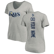 Women's Tampa Bay Rays Custom ＃00 Backer Slim Fit T-Shirt Ash