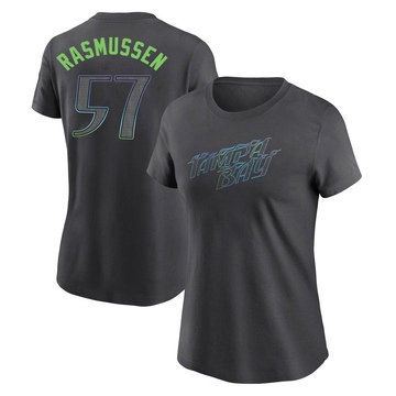 Women's Tampa Bay Rays Drew Rasmussen ＃57 2024 City Connect T-Shirt - Charcoal