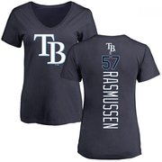 Women's Tampa Bay Rays Drew Rasmussen ＃57 Backer Slim Fit T-Shirt - Navy