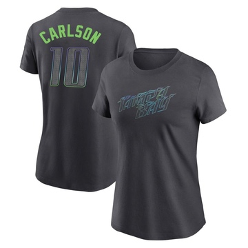 Women's Tampa Bay Rays Dylan Carlson ＃10 2024 City Connect T-Shirt - Charcoal