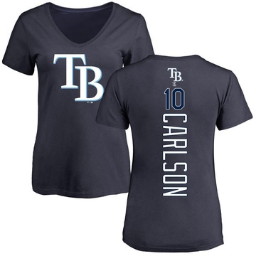 Women's Tampa Bay Rays Dylan Carlson ＃10 Backer Slim Fit T-Shirt - Navy