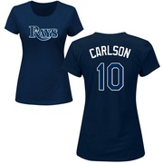 Women's Tampa Bay Rays Dylan Carlson ＃10 Roster Name & Number T-Shirt - Navy