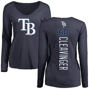 Women's Tampa Bay Rays Garrett Cleavinger ＃60 Backer Slim Fit Long Sleeve T-Shirt - Navy