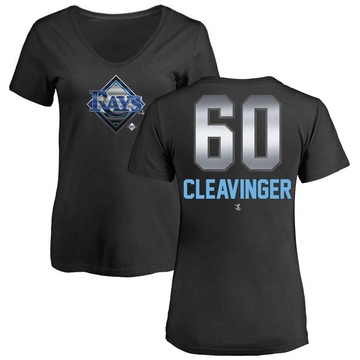 Women's Tampa Bay Rays Garrett Cleavinger ＃60 Midnight Mascot V-Neck T-Shirt - Black