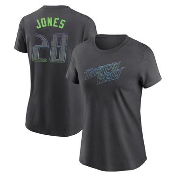 Women's Tampa Bay Rays Greg Jones ＃28 2024 City Connect T-Shirt - Charcoal