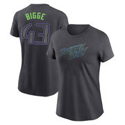 Women's Tampa Bay Rays Hunter Bigge ＃43 2024 City Connect T-Shirt - Charcoal