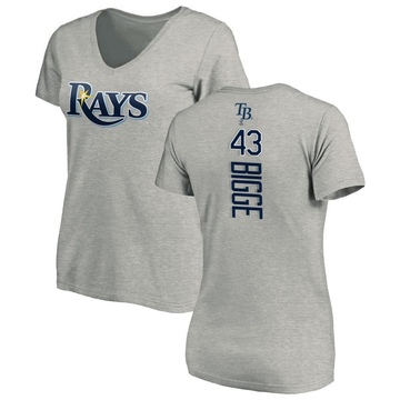 Women's Tampa Bay Rays Hunter Bigge ＃43 Backer Slim Fit T-Shirt Ash