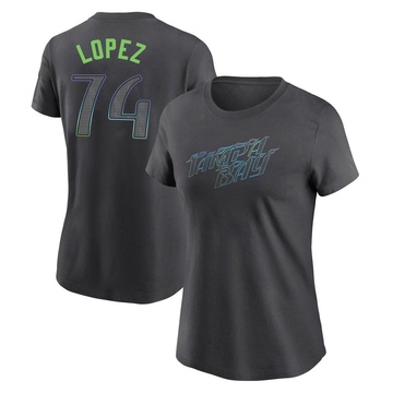 Women's Tampa Bay Rays Jacob Lopez ＃74 2024 City Connect T-Shirt - Charcoal