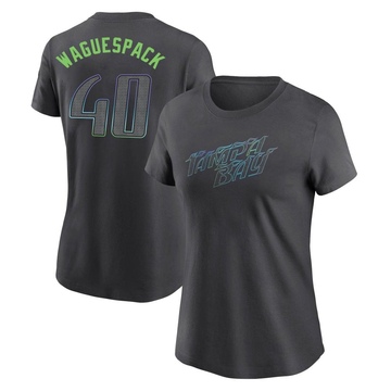 Women's Tampa Bay Rays Jacob Waguespack ＃40 2024 City Connect T-Shirt - Charcoal