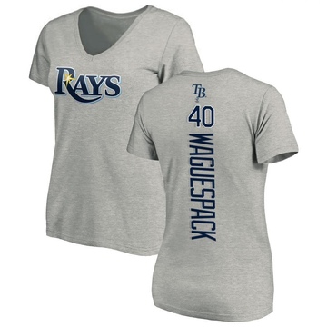 Women's Tampa Bay Rays Jacob Waguespack ＃40 Backer Slim Fit T-Shirt Ash