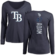 Women's Tampa Bay Rays Jason Adam ＃47 Backer Slim Fit Long Sleeve T-Shirt - Navy