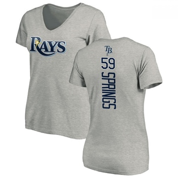 Women's Tampa Bay Rays Jeffrey Springs ＃59 Backer Slim Fit T-Shirt Ash