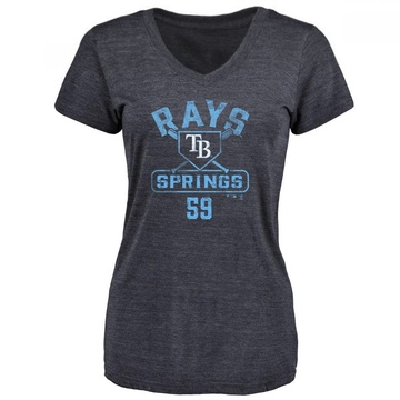 Women's Tampa Bay Rays Jeffrey Springs ＃59 Base Runner T-Shirt - Navy