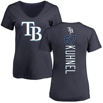 Women's Tampa Bay Rays Joel Kuhnel ＃67 Backer Slim Fit T-Shirt - Navy