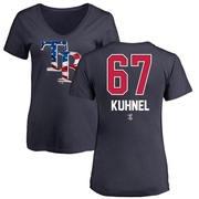 Women's Tampa Bay Rays Joel Kuhnel ＃67 Name and Number Banner Wave V-Neck T-Shirt - Navy