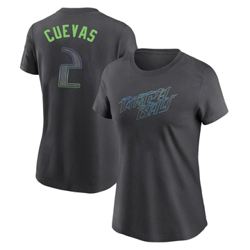 Women's Tampa Bay Rays Jonathan Cuevas ＃2 2024 City Connect T-Shirt - Charcoal