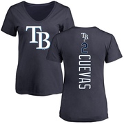 Women's Tampa Bay Rays Jonathan Cuevas ＃2 Backer Slim Fit T-Shirt - Navy