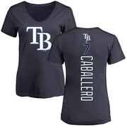 Women's Tampa Bay Rays Jose Caballero ＃7 Backer Slim Fit T-Shirt - Navy