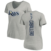 Women's Tampa Bay Rays Jose Caballero ＃7 Backer Slim Fit T-Shirt Ash