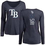 Women's Tampa Bay Rays Jose Siri ＃22 Backer Slim Fit Long Sleeve T-Shirt - Navy