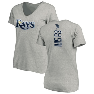 Women's Tampa Bay Rays Jose Siri ＃22 Backer Slim Fit T-Shirt Ash
