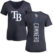 Women's Tampa Bay Rays Junior Caminero ＃13 Backer Slim Fit T-Shirt - Navy