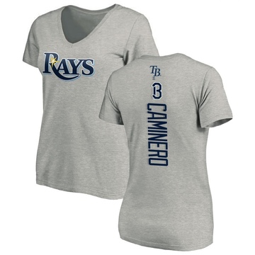 Women's Tampa Bay Rays Junior Caminero ＃13 Backer Slim Fit T-Shirt Ash
