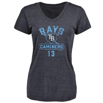 Women's Tampa Bay Rays Junior Caminero ＃13 Base Runner T-Shirt - Navy